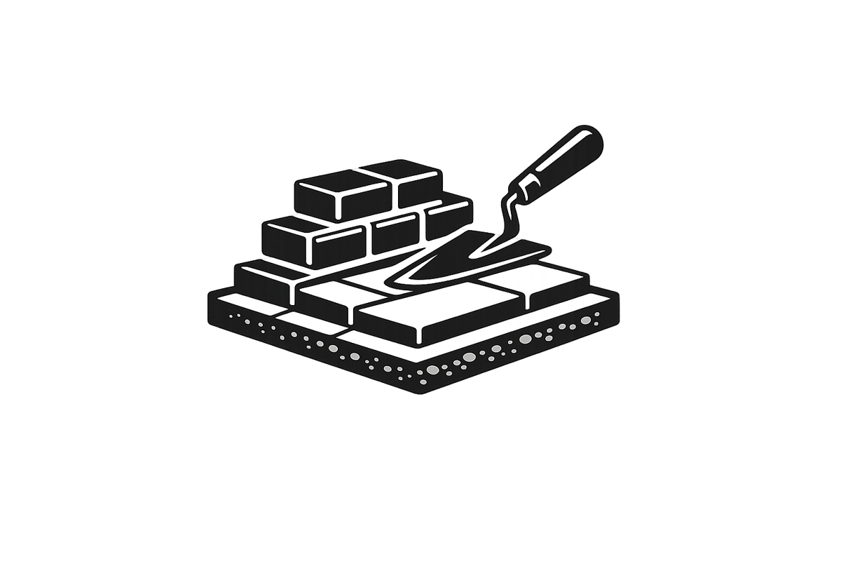 Hardscaping icon with pavers and trowel
